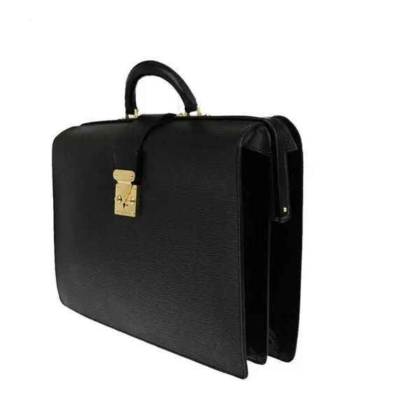 LOUIS VUITTON Serviette Fermoir Business Hand Bag Epi Leather BK